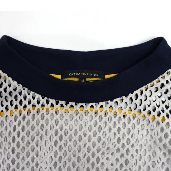 Katharine Kidd Gray Navy Fish Net Mesh Long Sleeve Athletic Athleisure Top Sz M - Picture 6 of 8